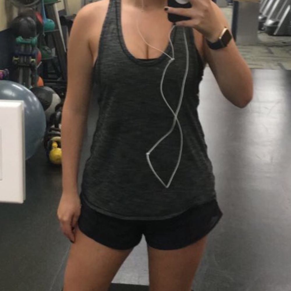 Lululemon black+grey tank top. Bra attached